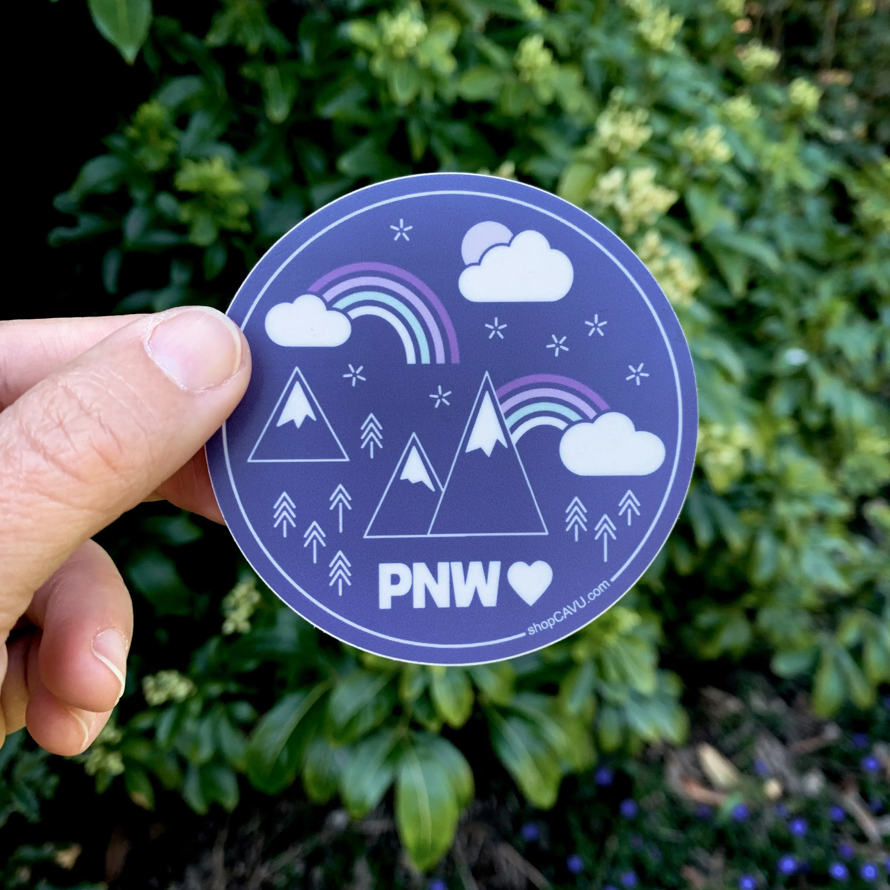 PNW Dark Purple Rainbows   Mountains 3” Sticker / Decal