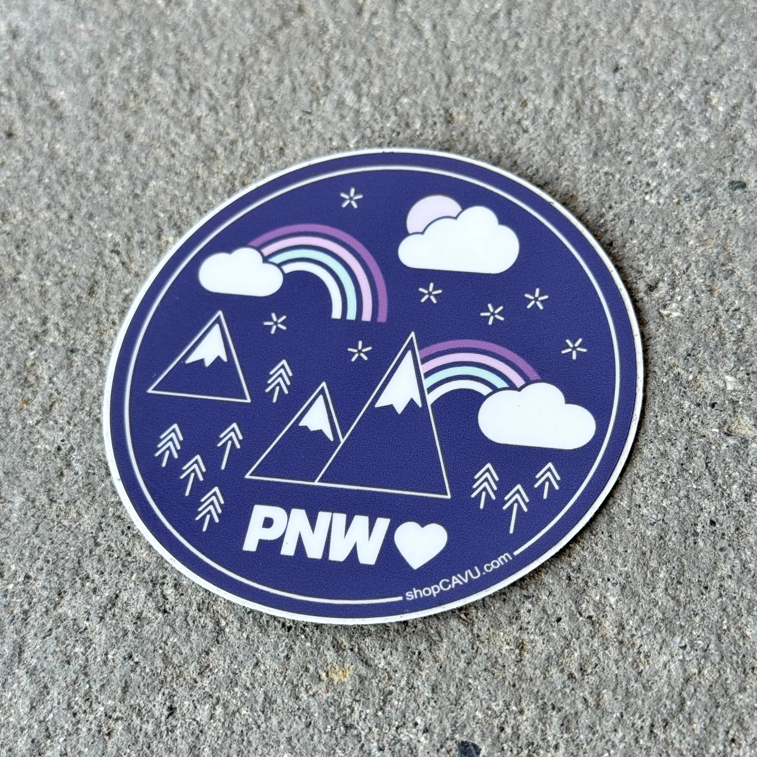 PNW Dark Purple Rainbows   Mountains 3” Sticker / Decal