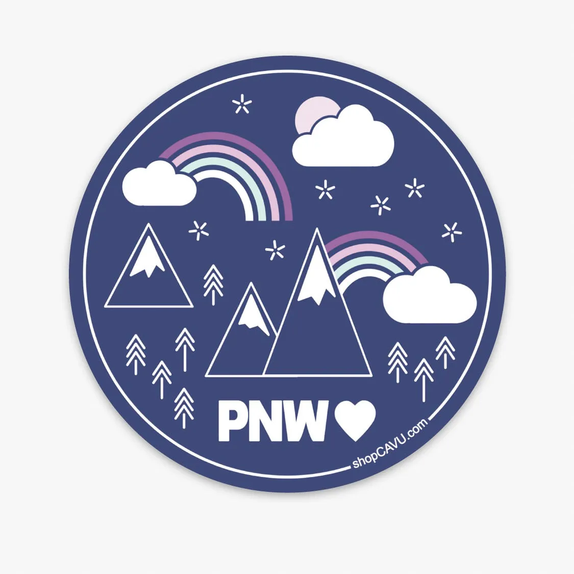 PNW Dark Purple Rainbows   Mountains 3” Sticker / Decal