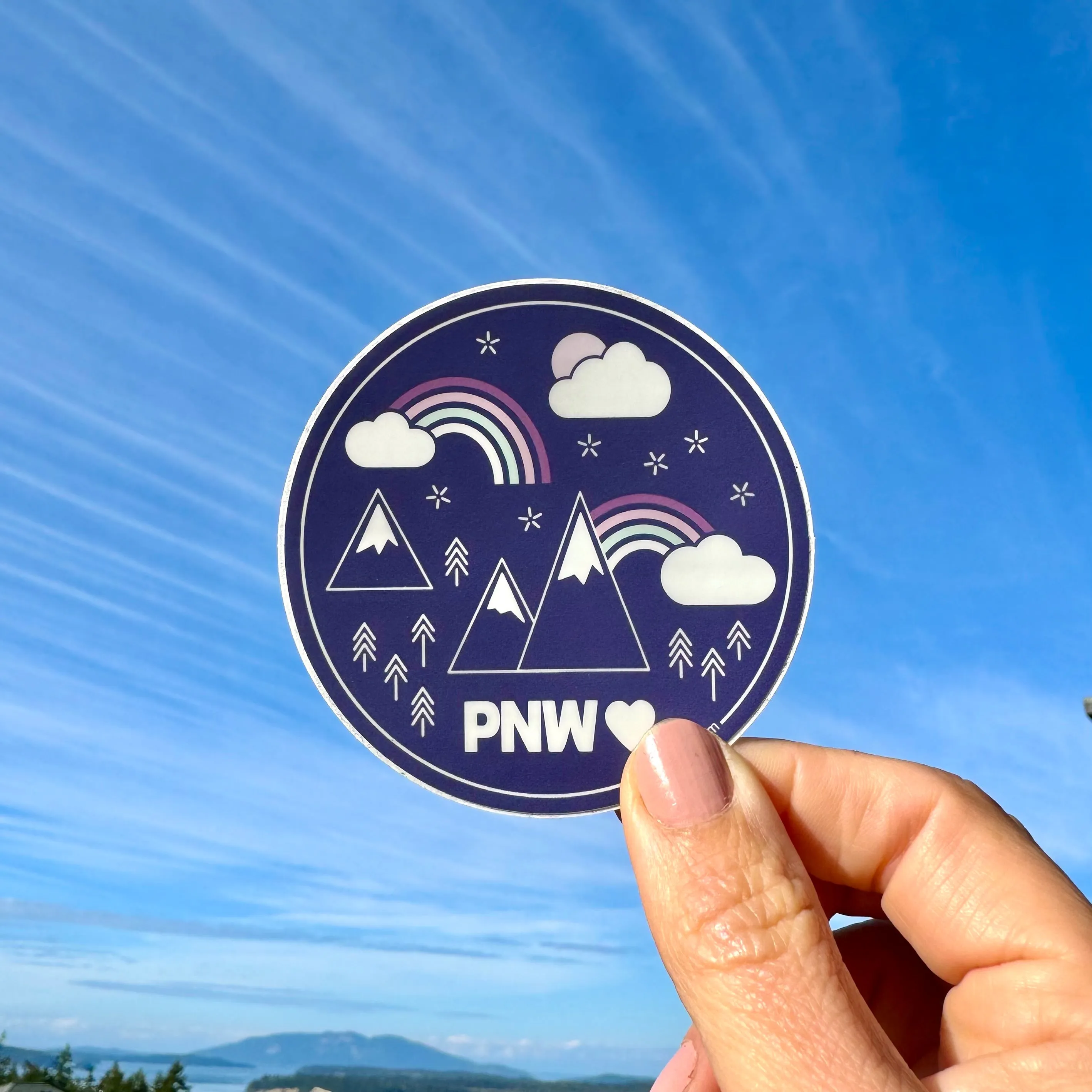 PNW Dark Purple Rainbows   Mountains 3” Sticker / Decal