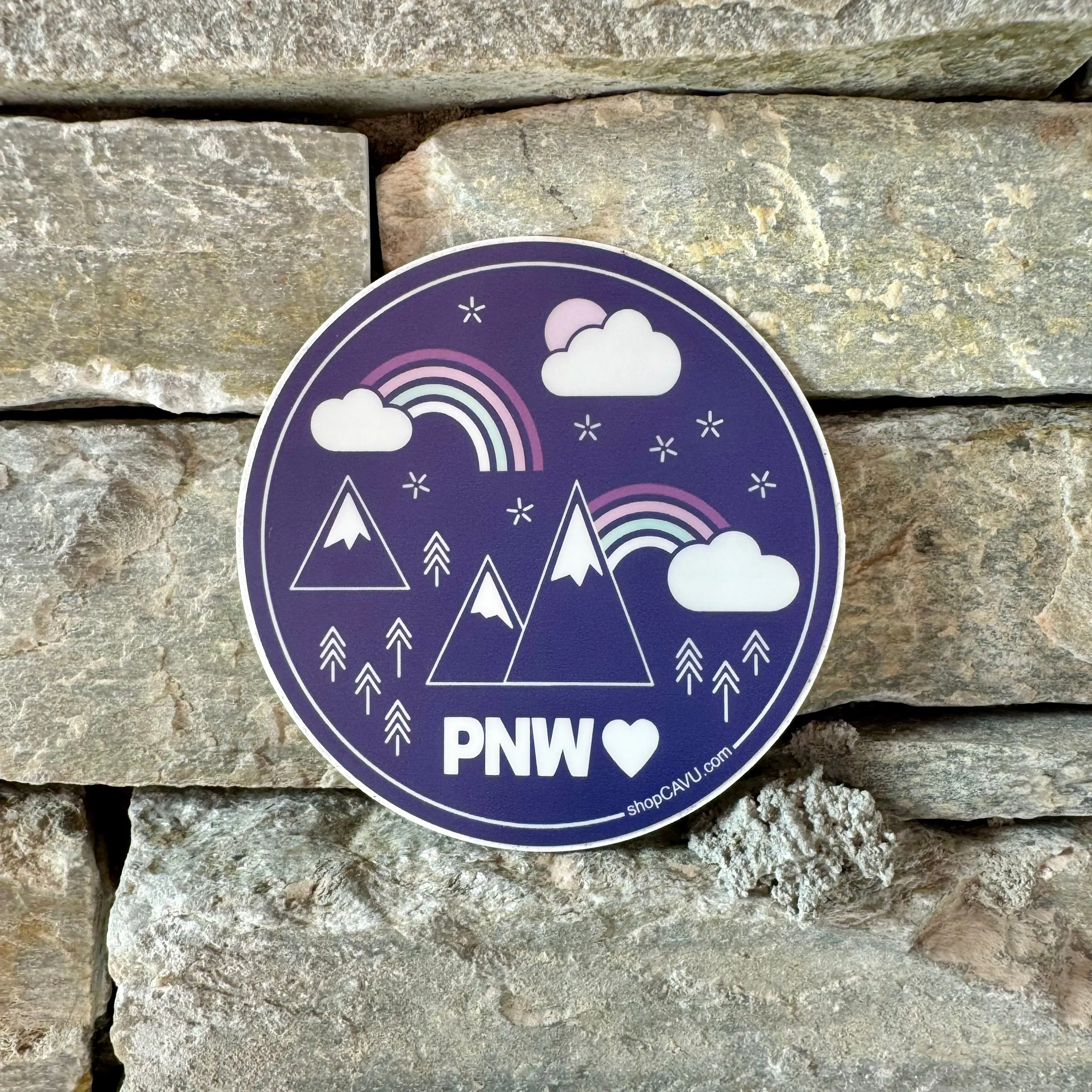 PNW Dark Purple Rainbows   Mountains 3” Sticker / Decal