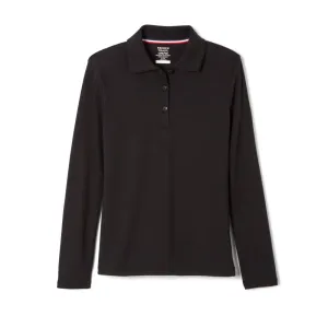 Polo, Girls Black L/S Interlock with Picot Collar (Feminine Fit)