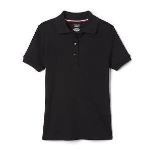 Polo, Girls Black S/S Interlock Knit with Picot Collar (Feminine Fit)