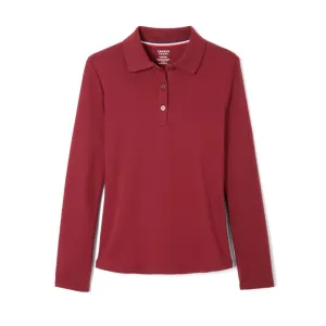 Polo, Girls Burgundy L/S Interlock with Picot Collar (Feminine Fit)