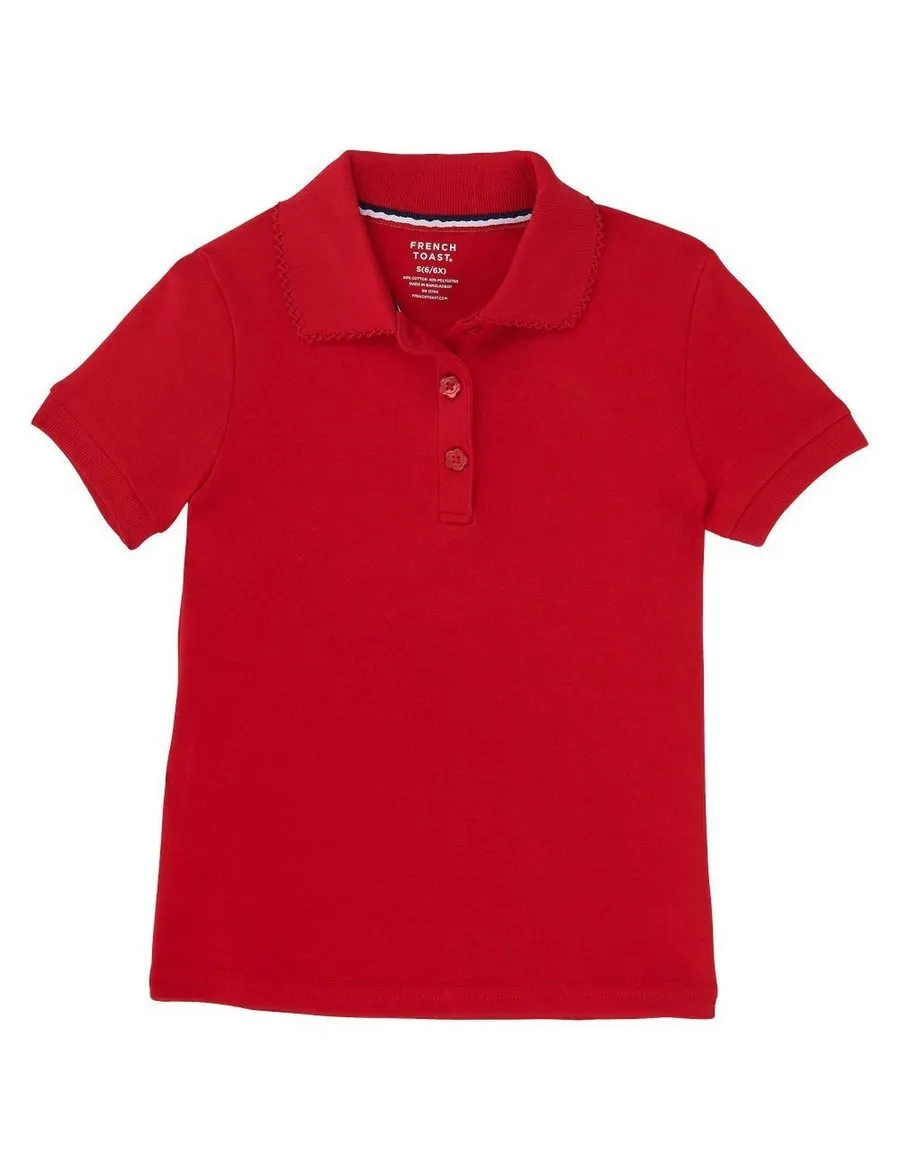 Polo, Girls Red S/S Interlock with Picot Collar (Feminine Fit)