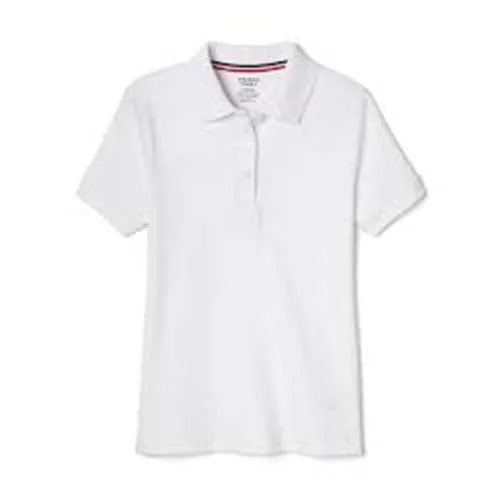 Polo, Girls White S/S Interlock with Picot Collar (Feminine Fit)