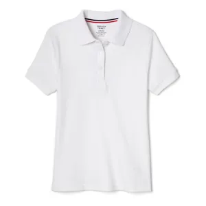 Polo, Girls White S/S Interlock with Picot Collar (Feminine Fit)