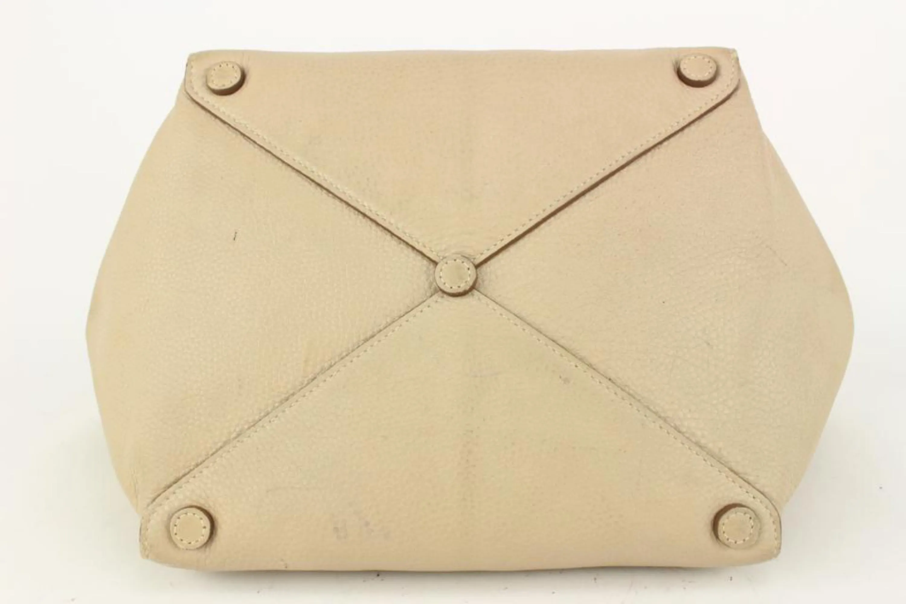 Prada Beige Daino Vitello Leather Shopper Tote Bag 1PR617a