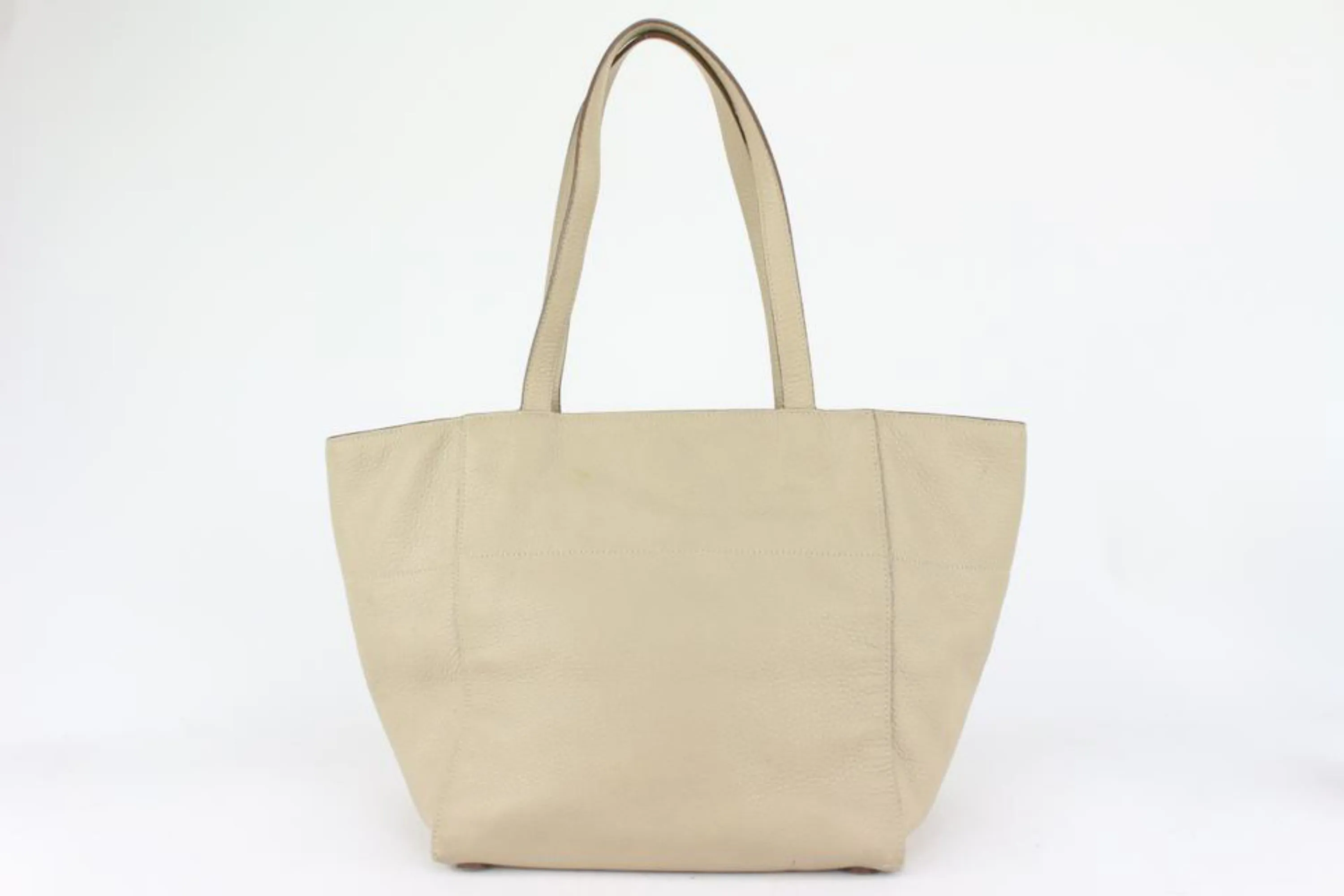Prada Beige Daino Vitello Leather Shopper Tote Bag 1PR617a