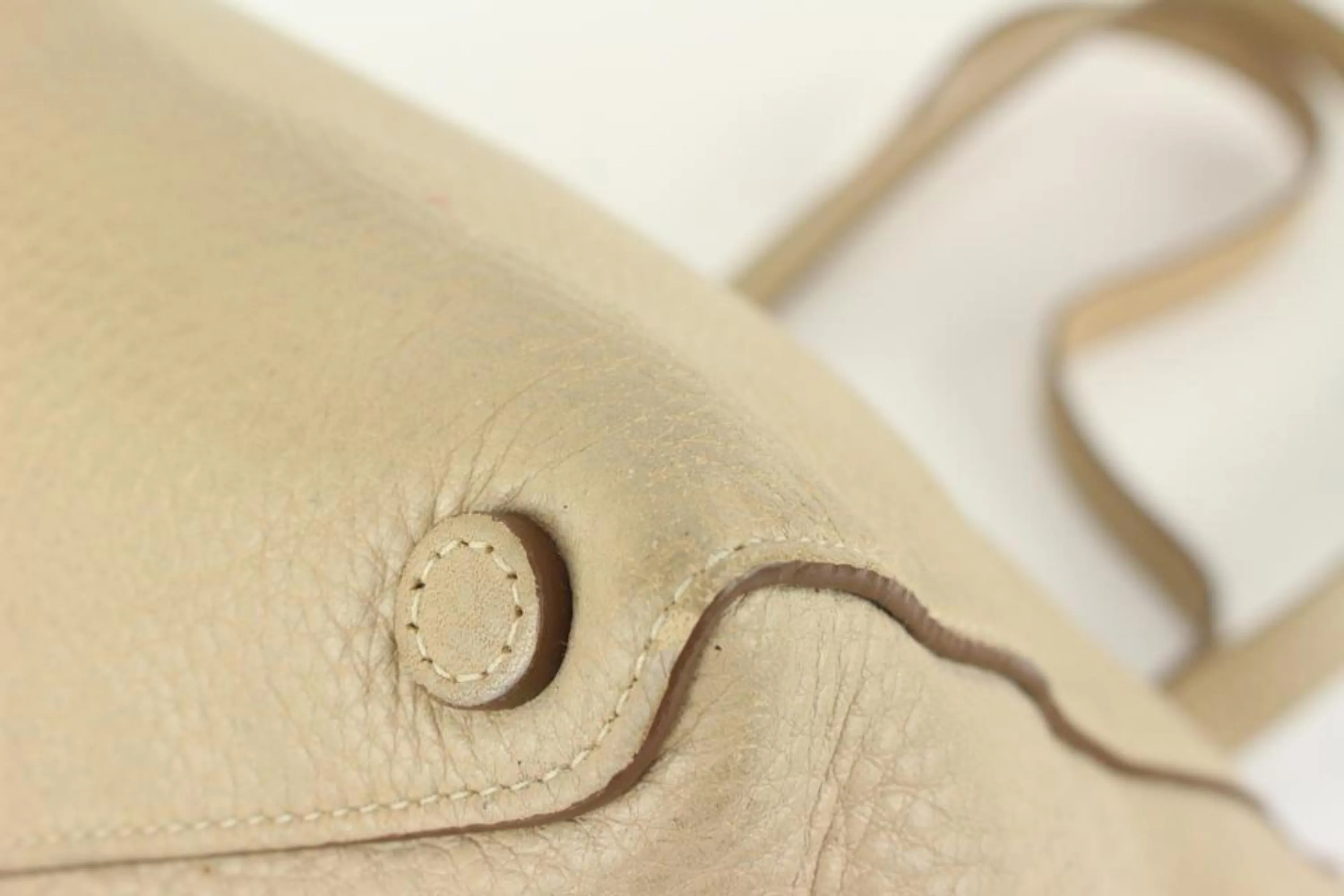 Prada Beige Daino Vitello Leather Shopper Tote Bag 1PR617a