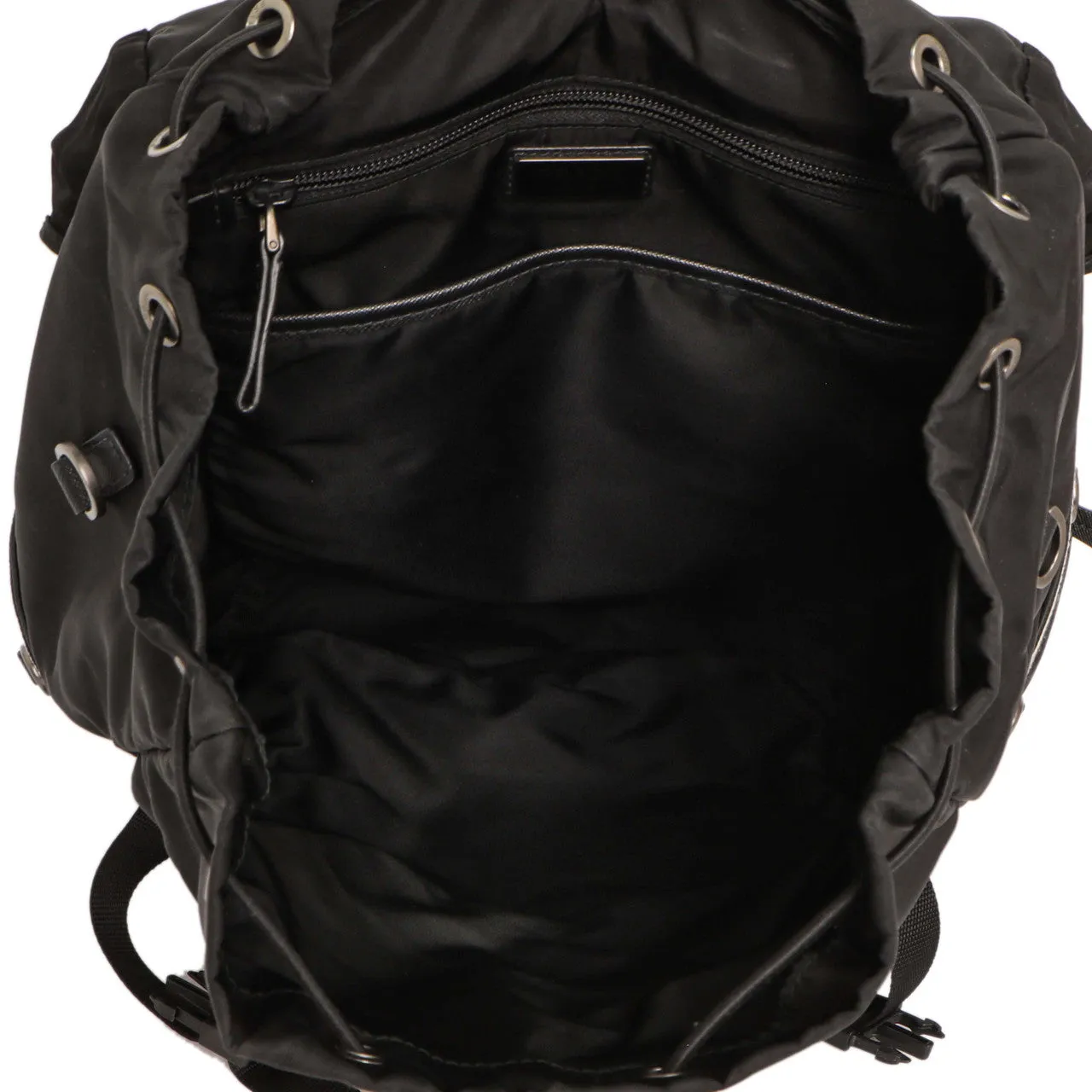 Prada Black Nylon Logo Patch Backpack