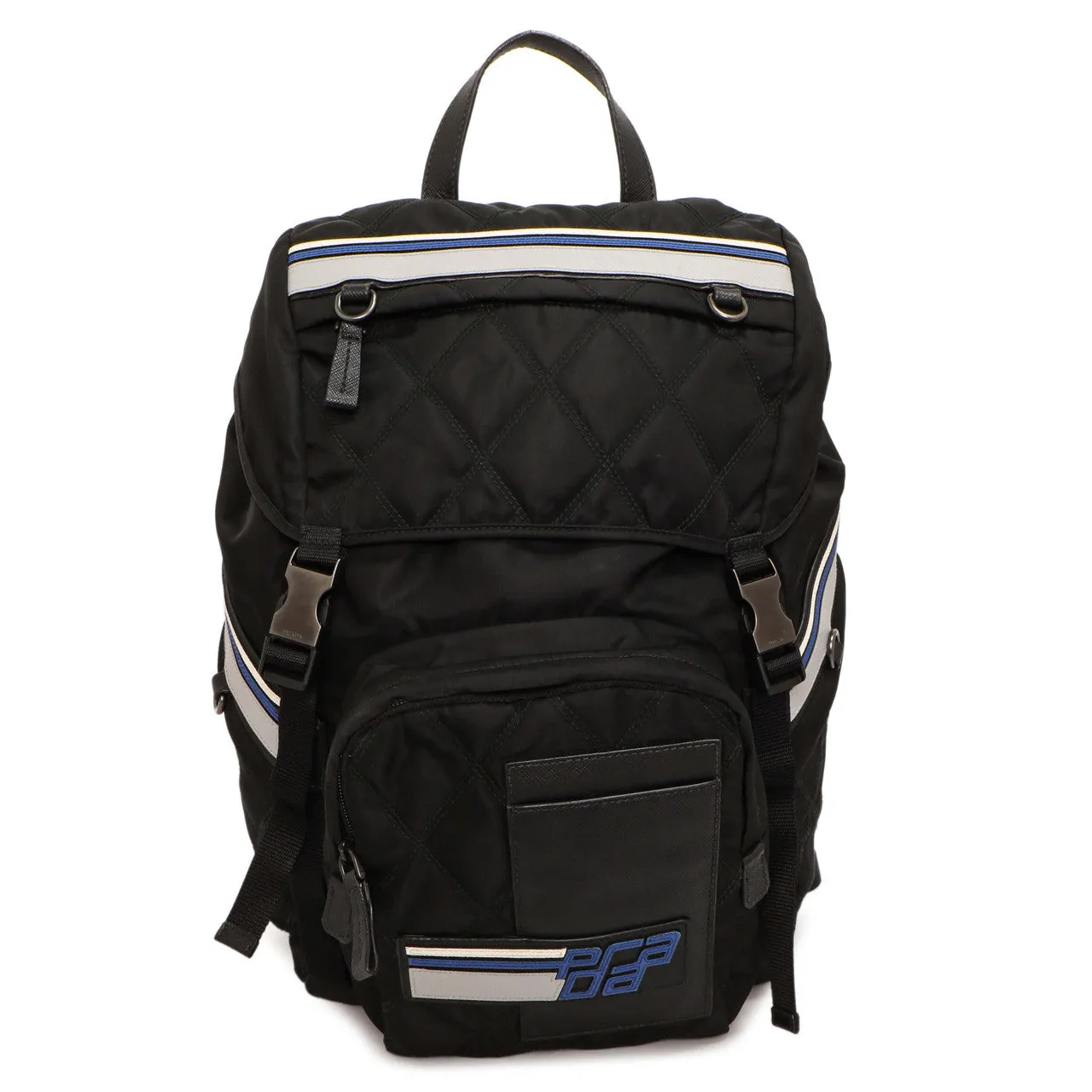 Prada Black Nylon Logo Patch Backpack