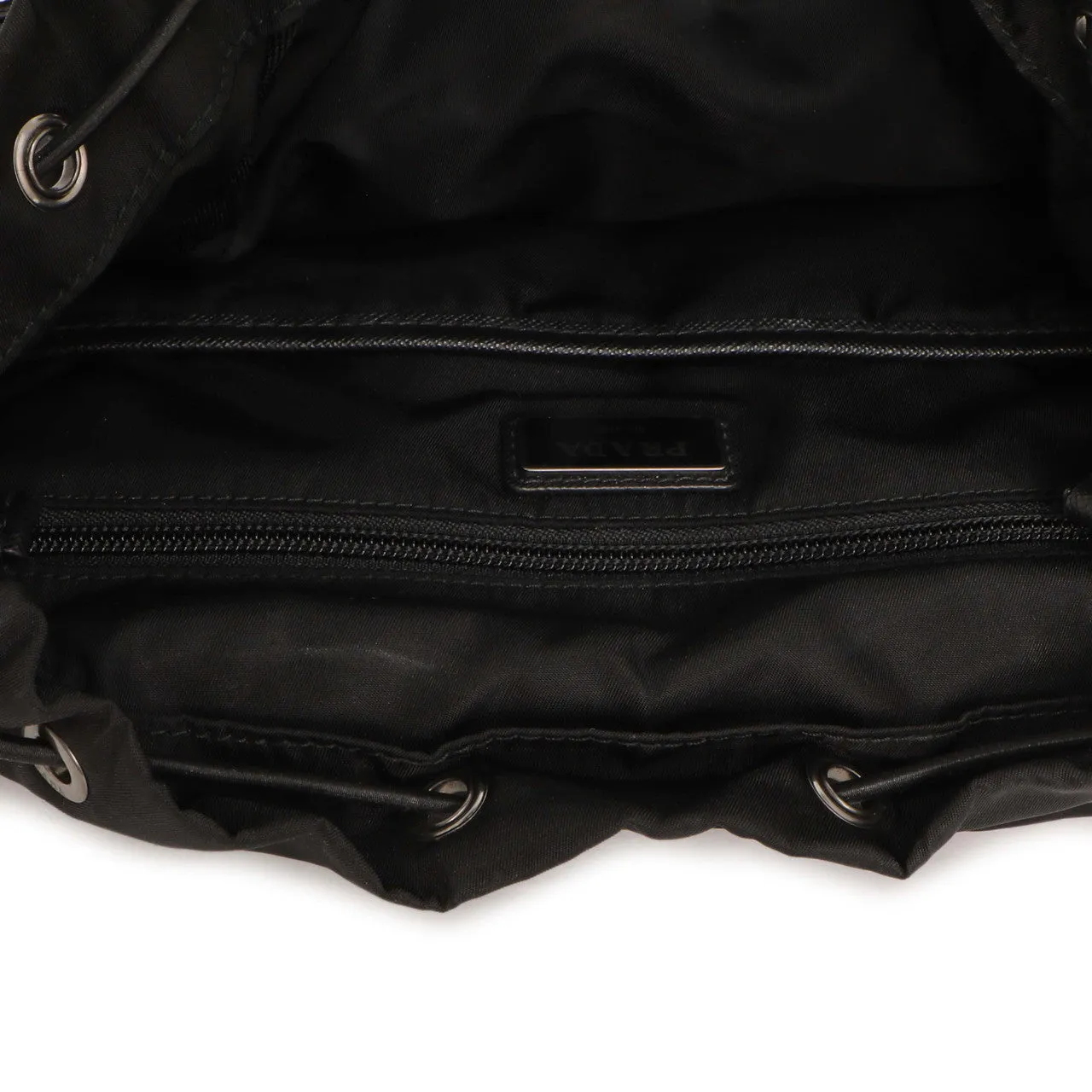 Prada Black Nylon Logo Patch Backpack