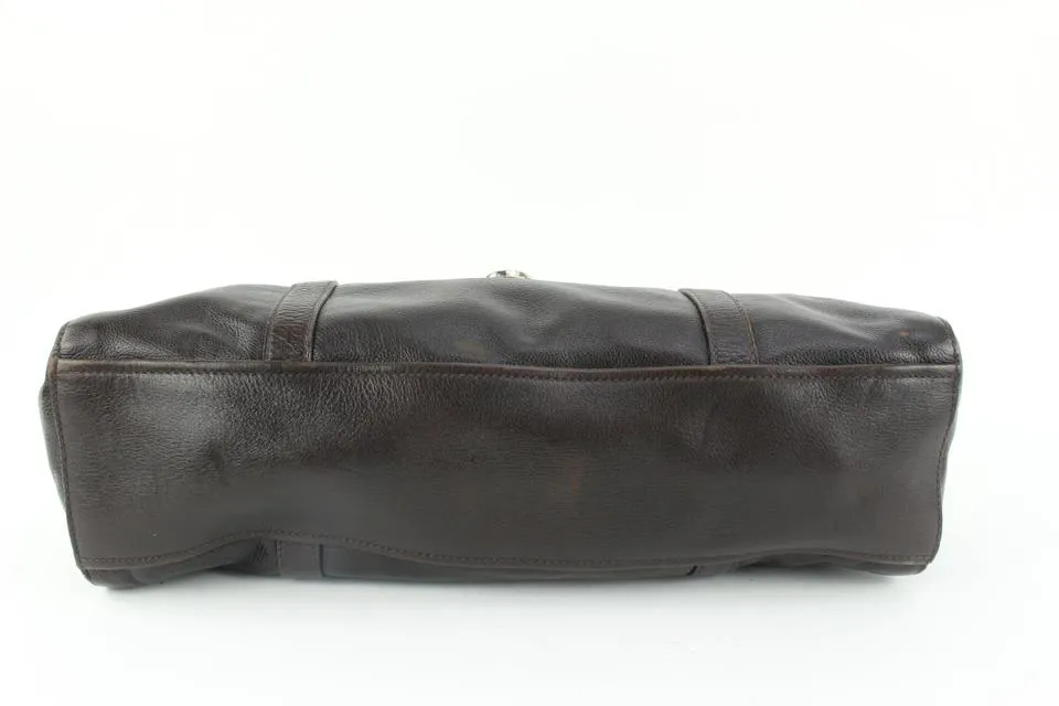Prada Dark Brown Leather East West Boston Shoulder bag 14p5