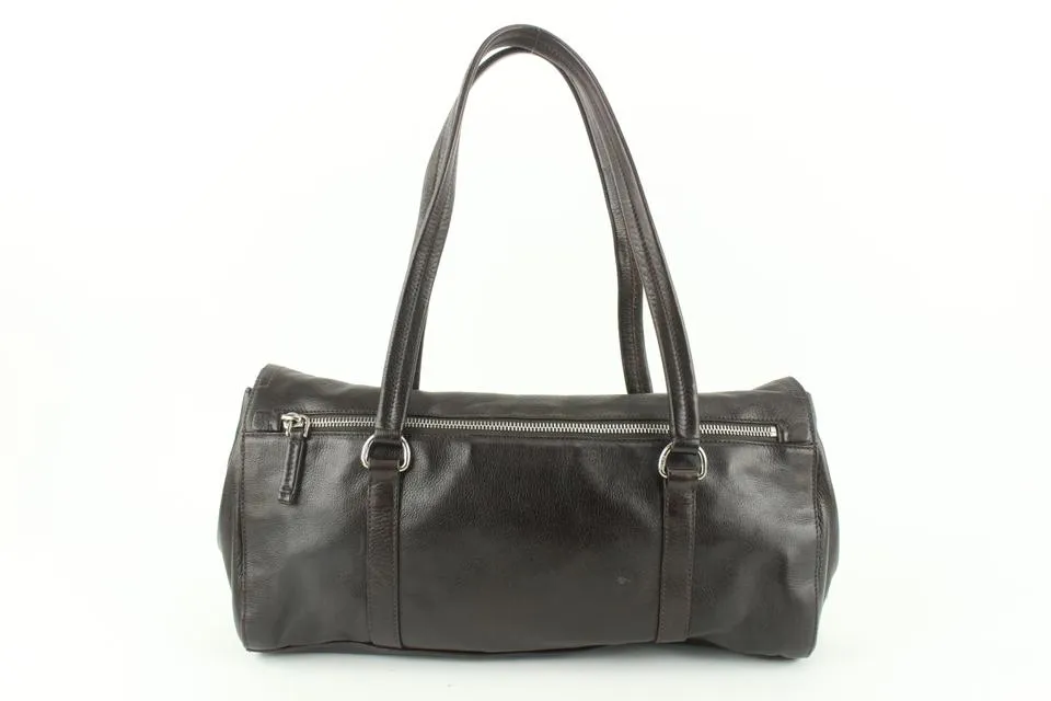 Prada Dark Brown Leather East West Boston Shoulder bag 14p5