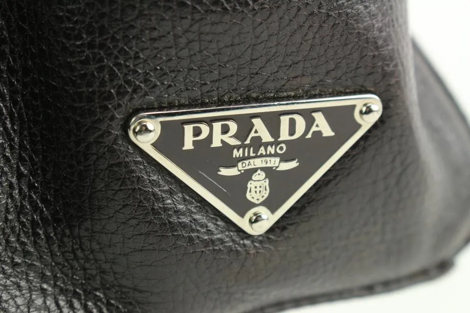 Prada Dark Brown Leather East West Boston Shoulder bag 14p5