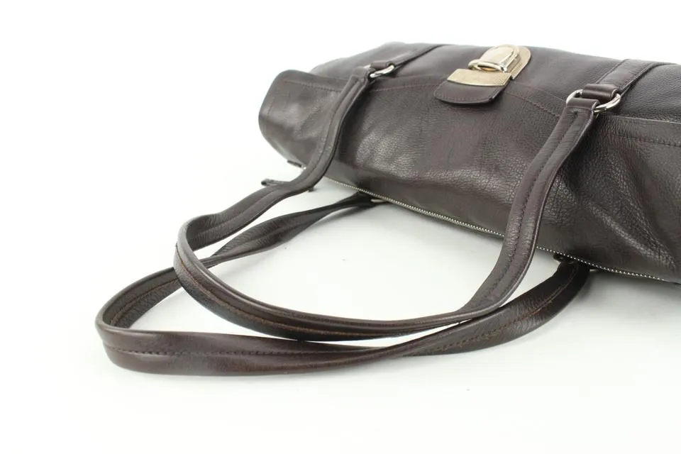 Prada Dark Brown Leather East West Boston Shoulder bag 14p5