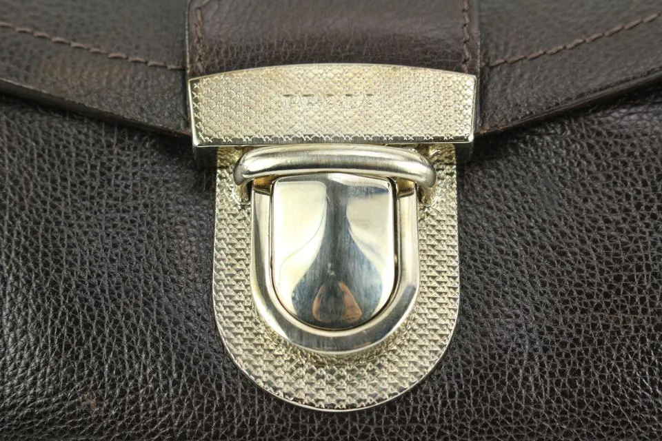 Prada Dark Brown Leather East West Boston Shoulder bag 14p5