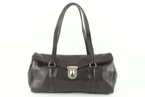 Prada Dark Brown Leather East West Boston Shoulder bag 14p5