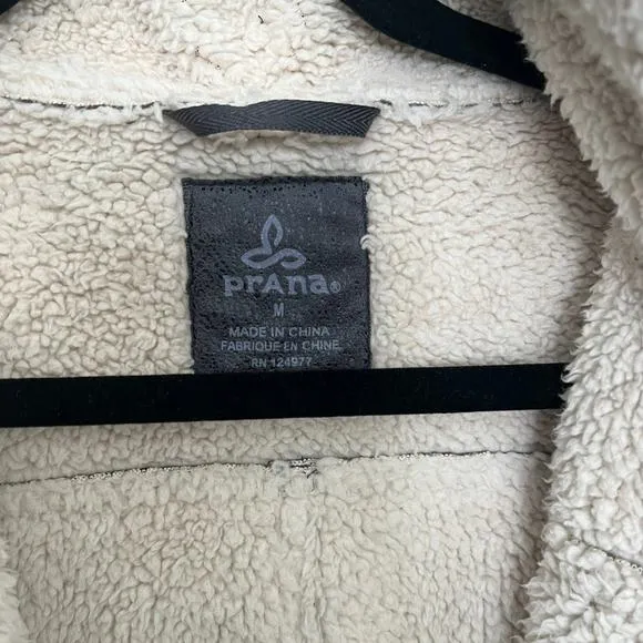 prAna Esme Faux Suede Moto Jacket | Medium | Gray Sherpa Lined Zip Mock Winter