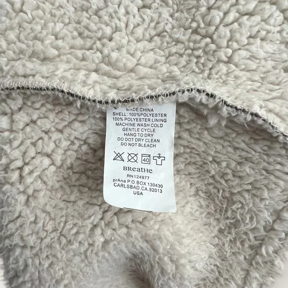 prAna Esme Faux Suede Moto Jacket | Medium | Gray Sherpa Lined Zip Mock Winter