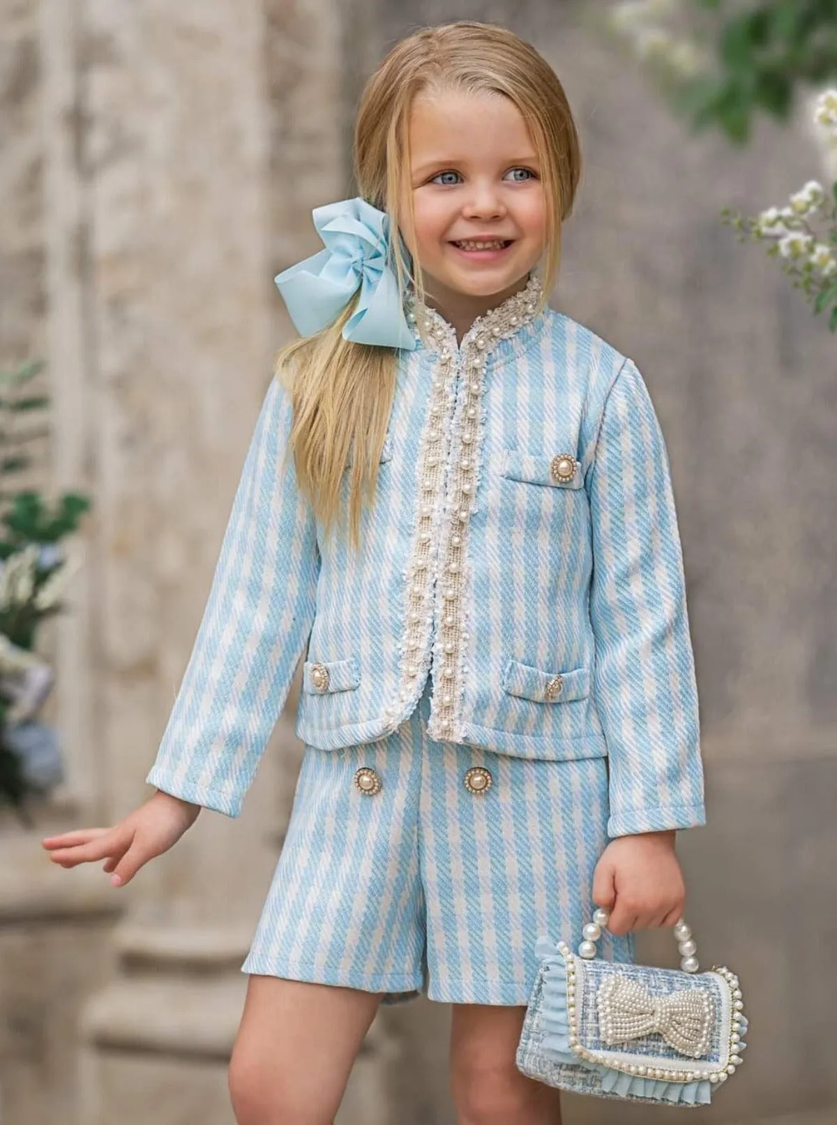 Preppy Outlook Blue Gingham Blazer and Short Set