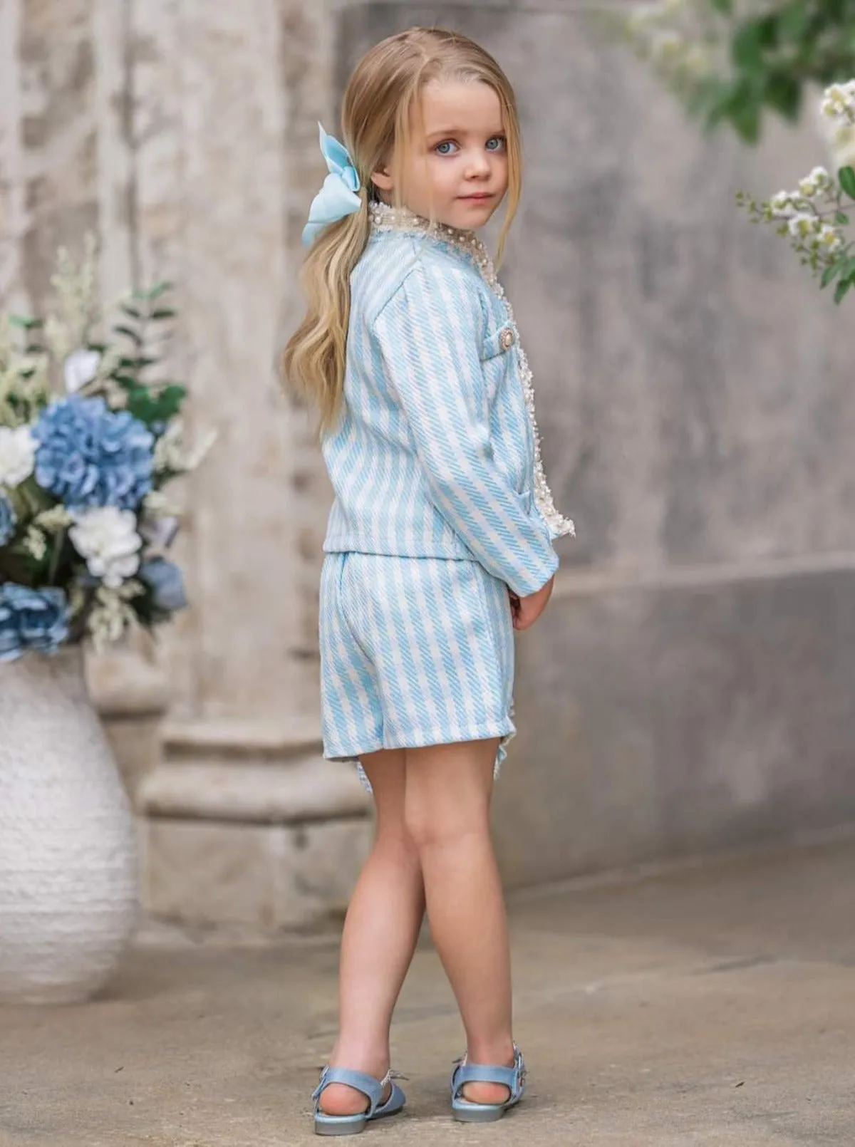 Preppy Outlook Blue Gingham Blazer and Short Set