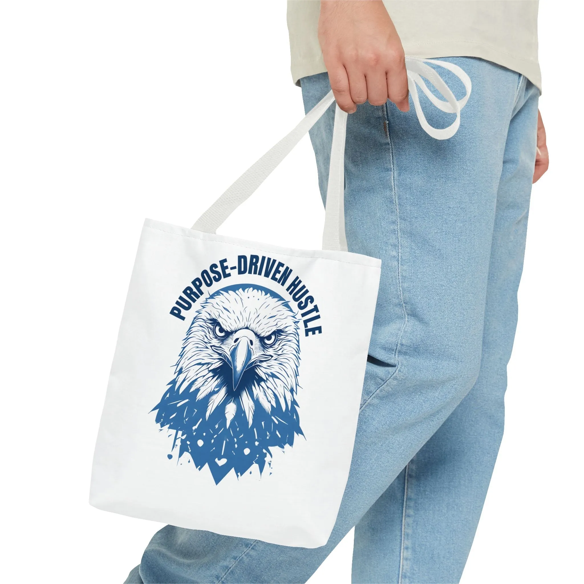 Purpose-Driven Hustle Eagle Tote Bag – Durable Canvas Bag with Bold Motivational Design