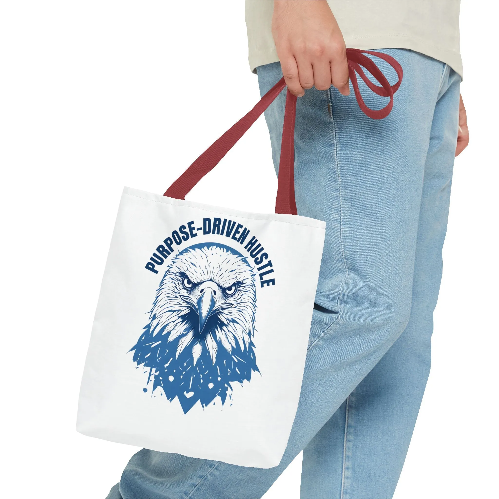 Purpose-Driven Hustle Eagle Tote Bag – Durable Canvas Bag with Bold Motivational Design