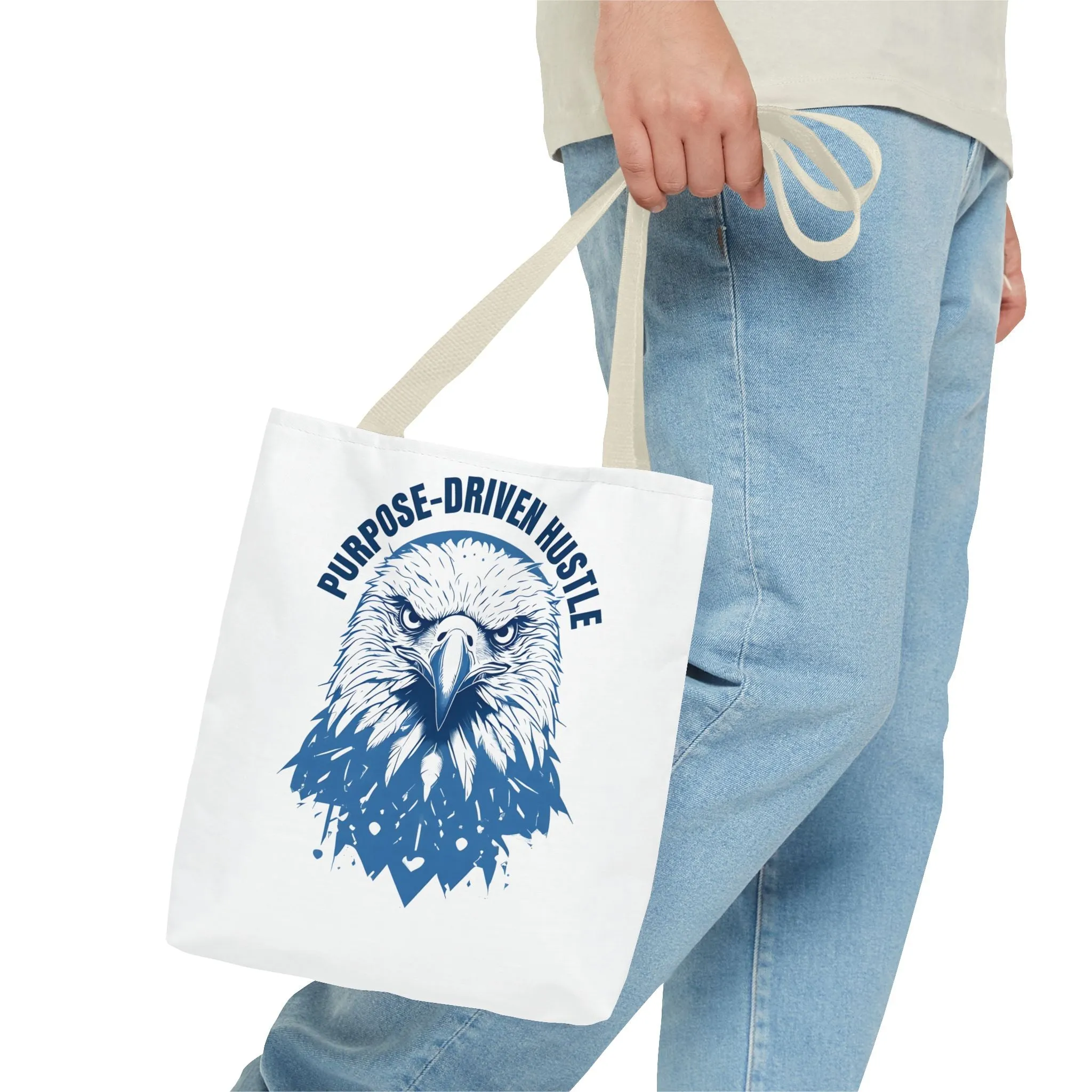 Purpose-Driven Hustle Eagle Tote Bag – Durable Canvas Bag with Bold Motivational Design