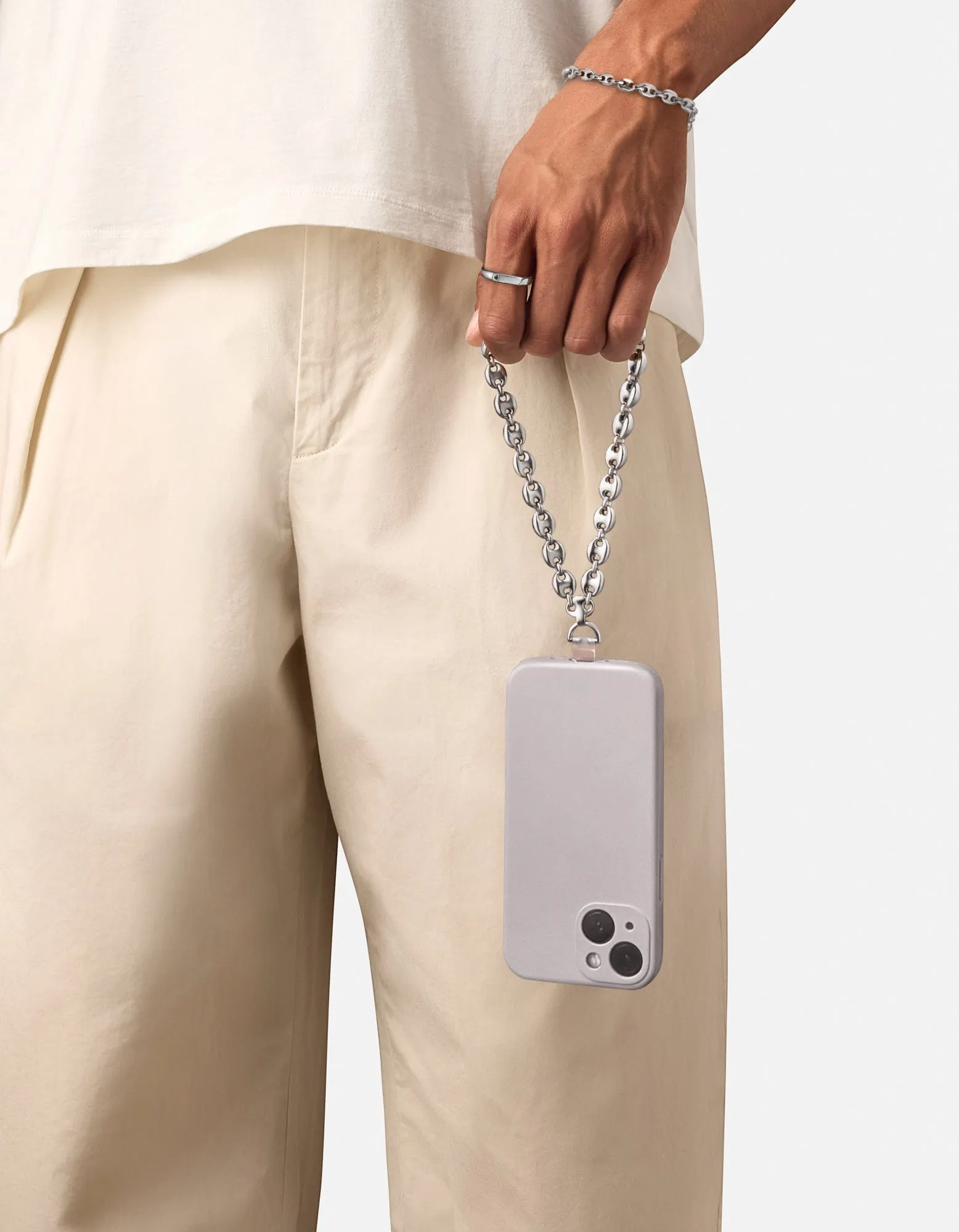 Pyper Puff Chain Phone Strap, Sterling Silver