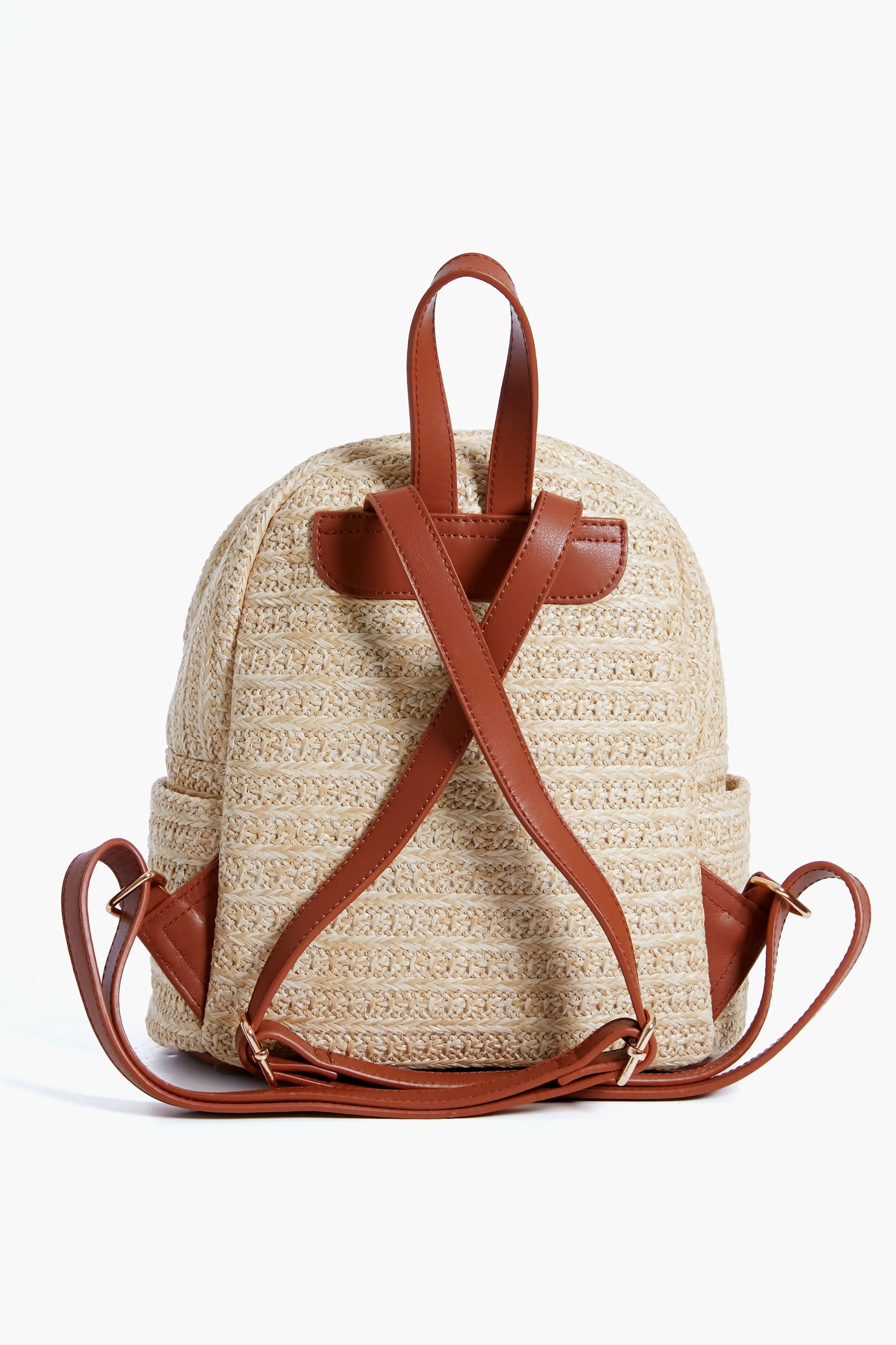 Raffia Braided Backpack