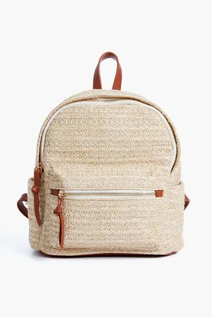 Raffia Braided Backpack