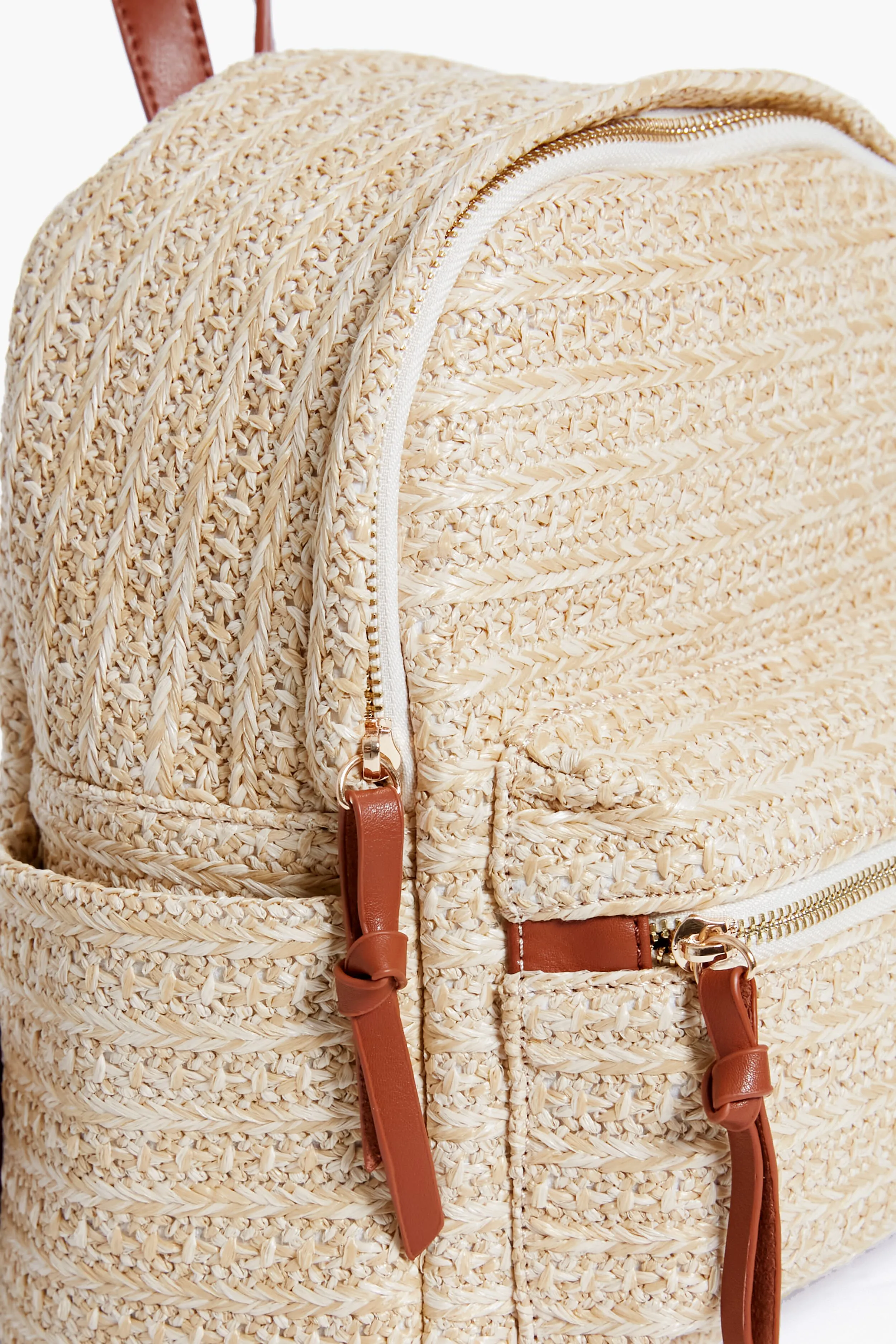 Raffia Braided Backpack