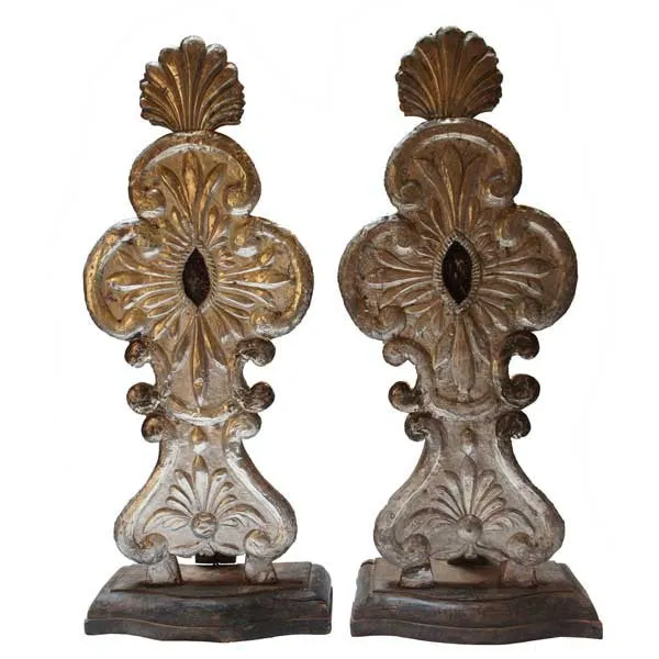 Rare Pair of Indo-Portuguese Silver and Teak Reliquaries