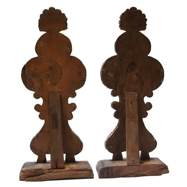 Rare Pair of Indo-Portuguese Silver and Teak Reliquaries