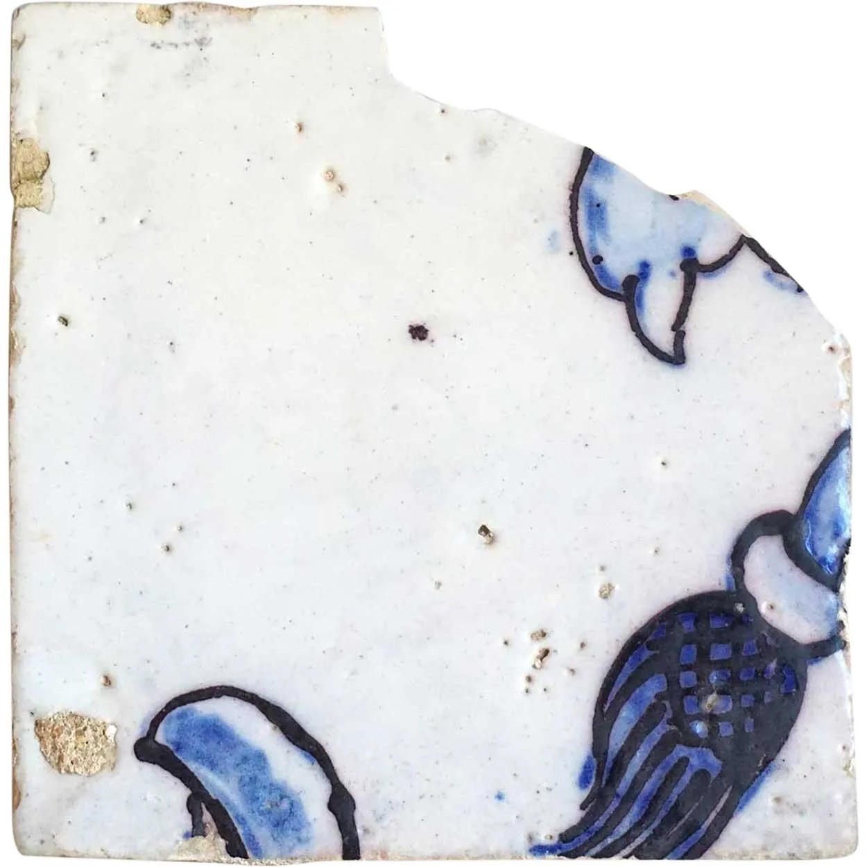 Rare Portuguese Baroque Tin Glazed Pottery Azulejo Tile