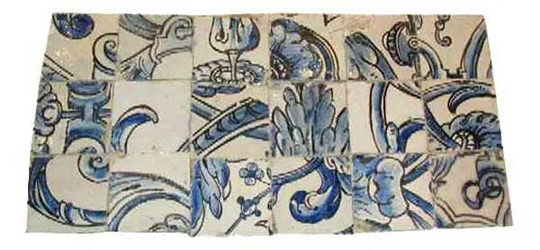 Rare Portuguese Baroque Tin Glazed Pottery Azulejo Tile
