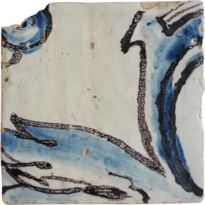 Rare Portuguese Baroque Tin Glazed Pottery Azulejo Tile