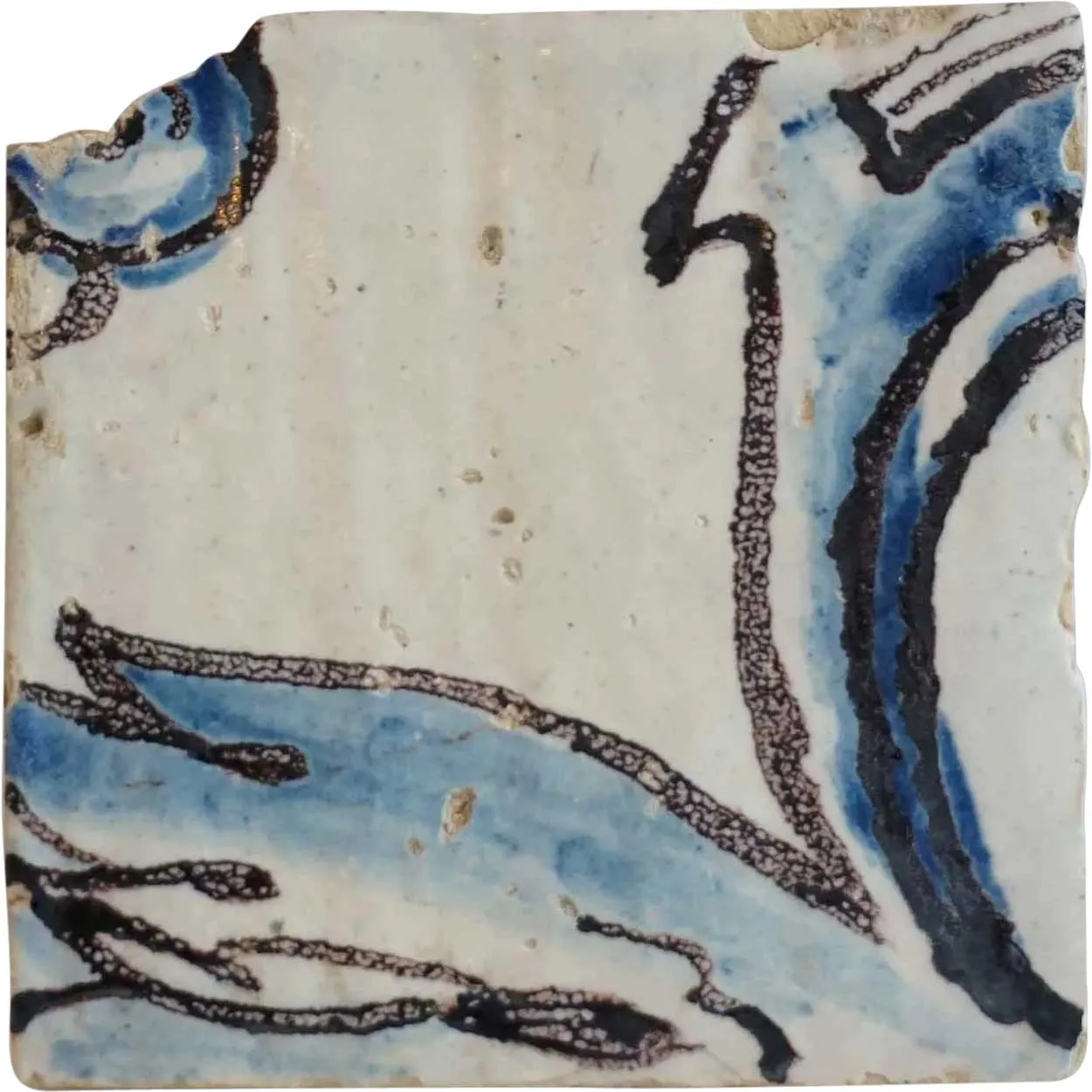 Rare Portuguese Baroque Tin Glazed Pottery Azulejo Tile