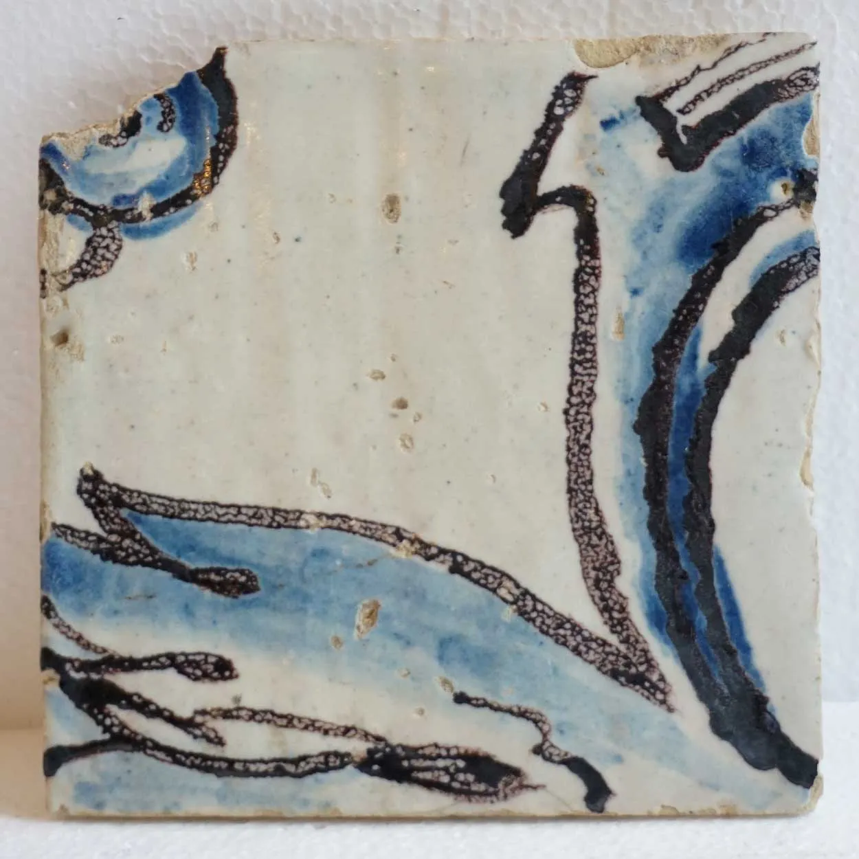 Rare Portuguese Baroque Tin Glazed Pottery Azulejo Tile