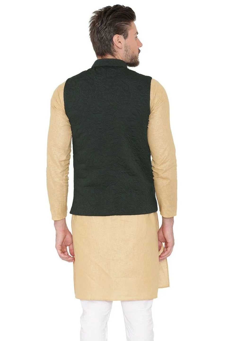 Rayon Embossed Black Modi Nehru Jacket