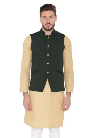Rayon Embossed Black Modi Nehru Jacket