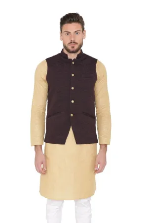 Rayon Embossed Purple Modi Nehru Jacket