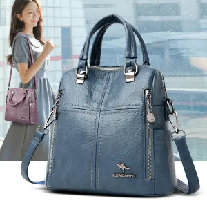 Realaiot Hot Sale High Quality Leather Backpack Women Shoulder Bags Multifunction Travel Backpack School Bags for Girls Bagpack Mochila