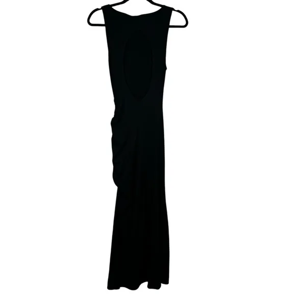 Reformation Bridger Dress Open Back Ruched Black Ribbed Sleeveless Size Small