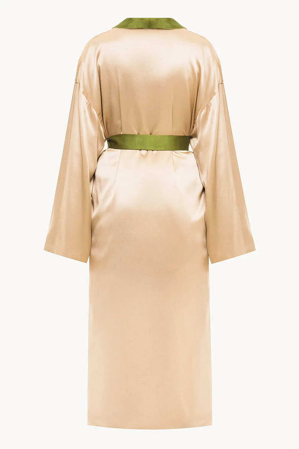 Reversible midi silk robe featuring a relaxed fit in muse/beige