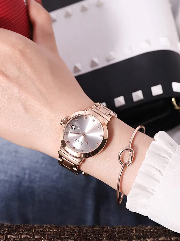 Rose Gold Diamond Green Women's Watch