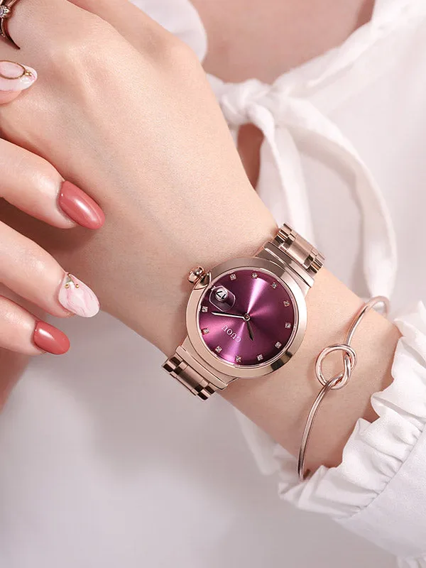 Rose Gold Diamond Green Women's Watch