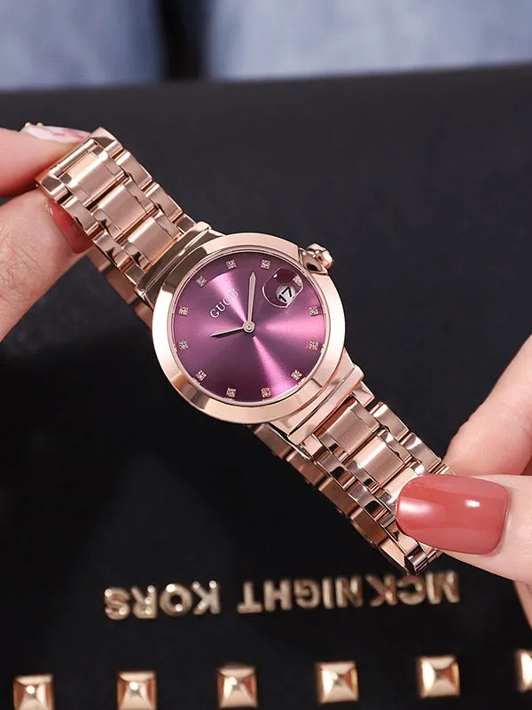 Rose Gold Diamond Green Women's Watch